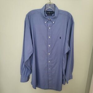 Polo‎ Ralph Lauren Men 17 34/35 Yarmouth Cotton Blue Pinpoint Oxford Shirt
